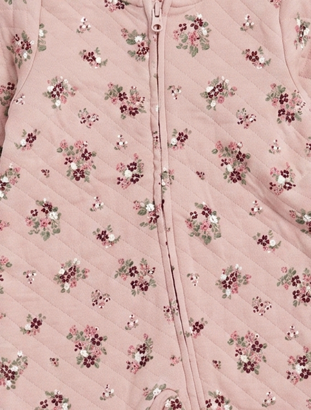 DUSTY PINK FLORAL QUILTED COTTON  ROMPER