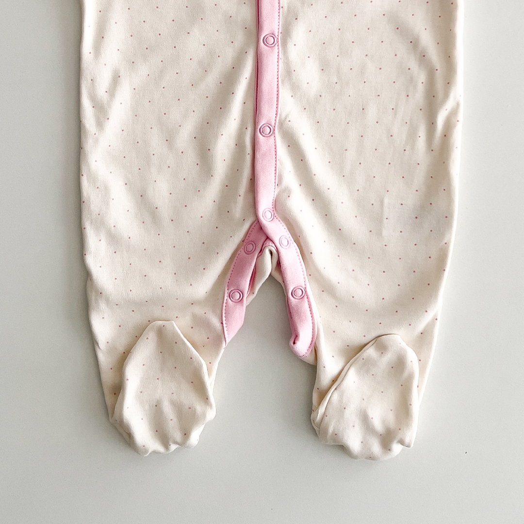 PINK POLKA DOT SLEEPSUIT