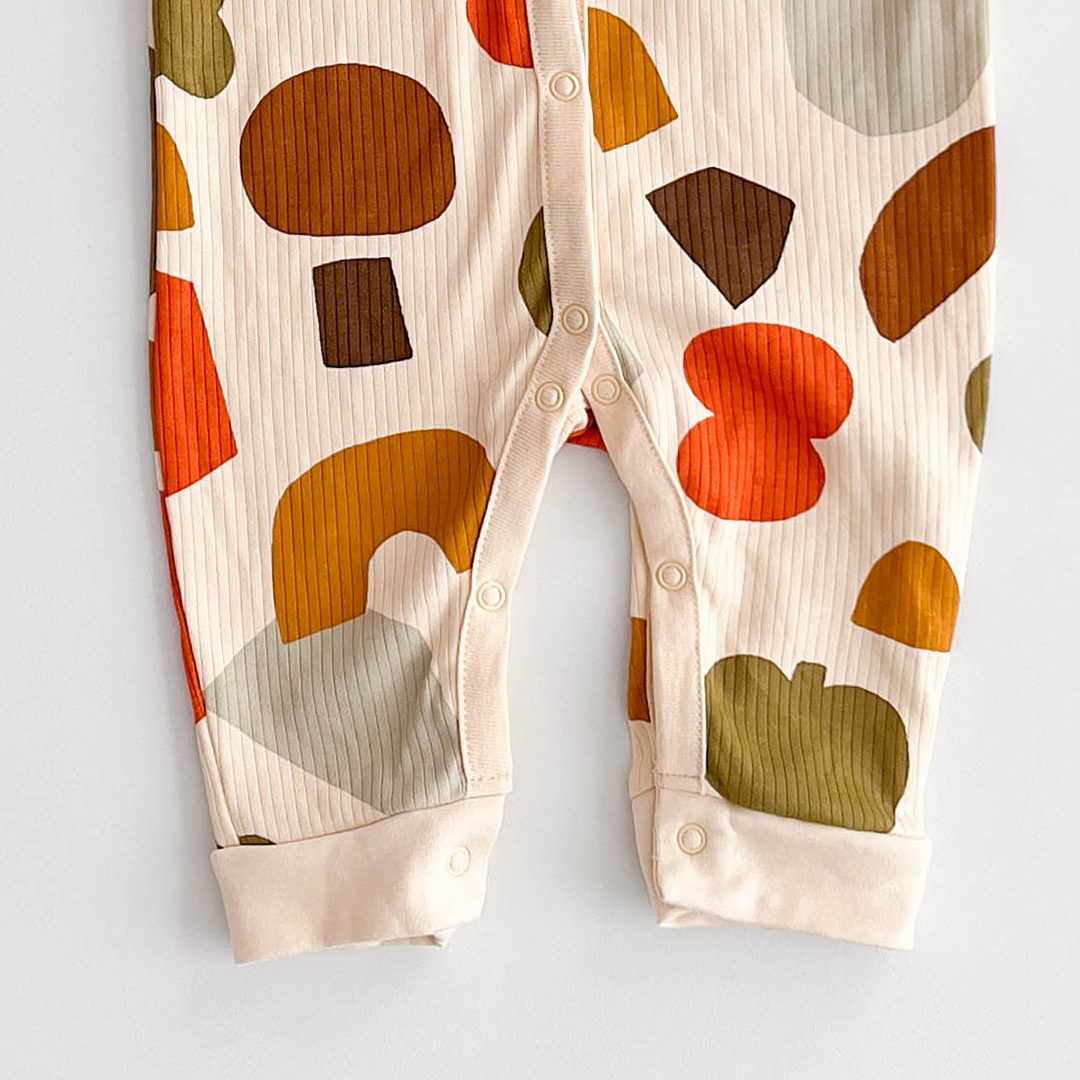 MULTICOLOUR PRINTED RIBBED ROMPER