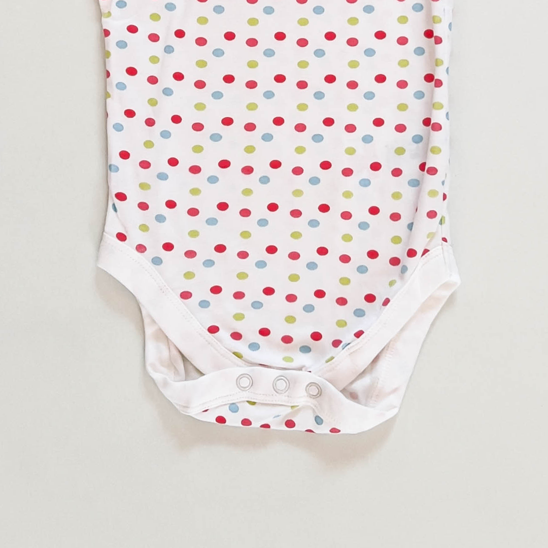 MULTICOLOR DOTTED  SLEEVLESS ONESIE