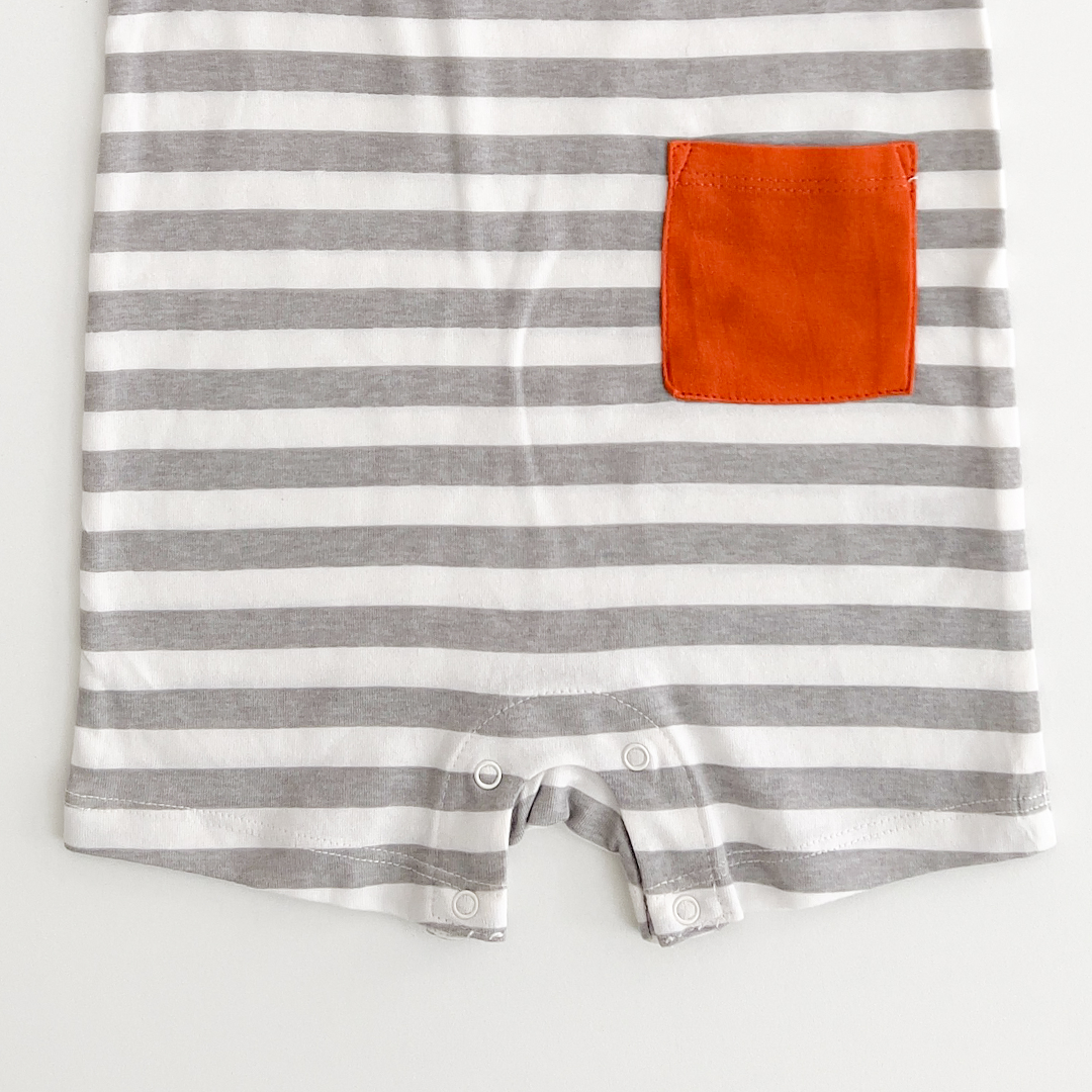 WHITE AND GREY STRIPED JUMPSUIT