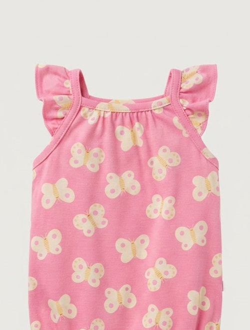 Pink butterfly printed onesie