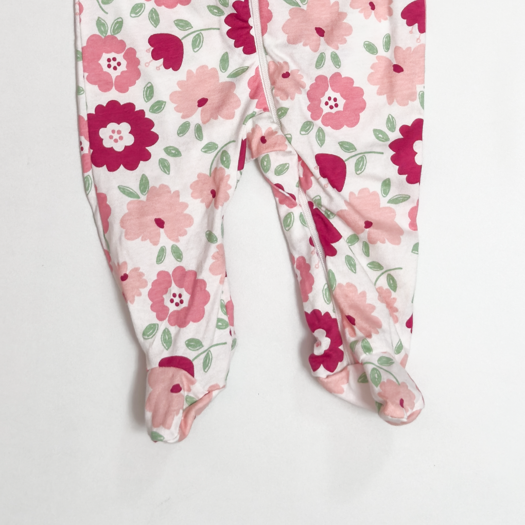 PINK FLORAL ZIPPER SLEEPSUITS