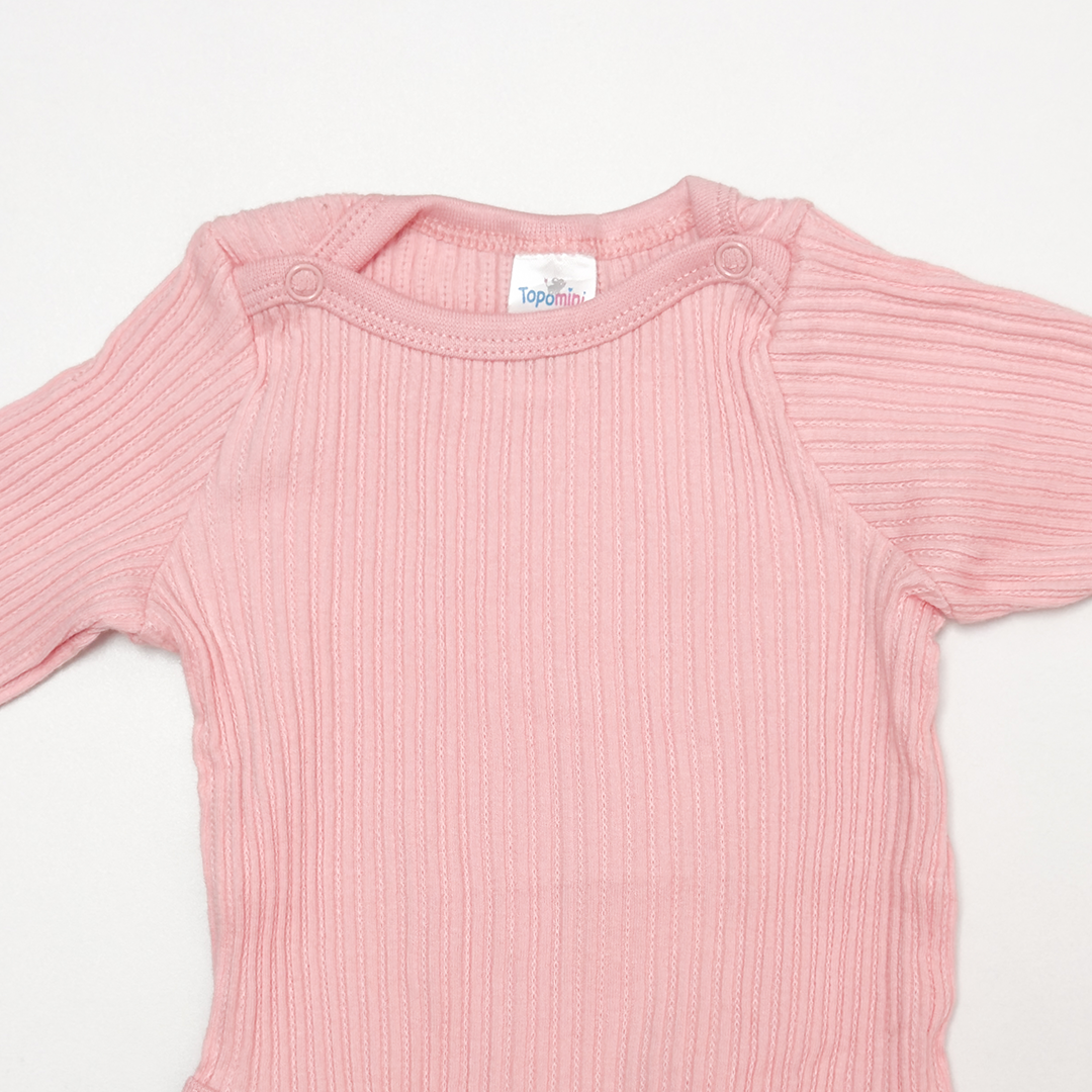 POWDER PINK RIBBED ONESIE