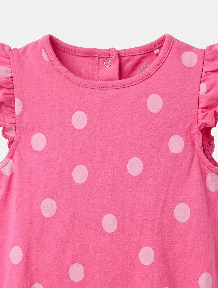 Pink polka dotted fancy onesie