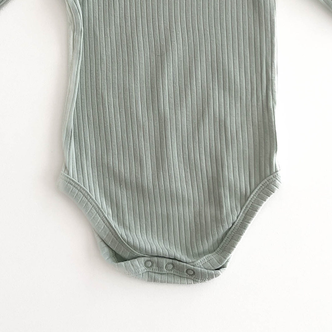 SAGE GREEN RIBBED SOLID ONESIE