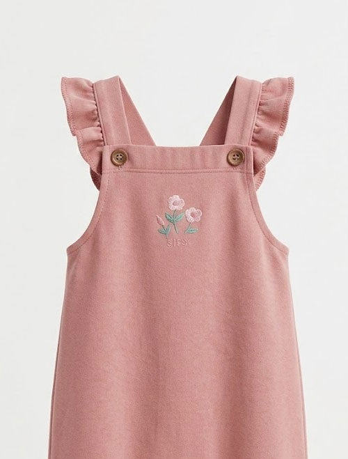 Powder pink floral dungaree