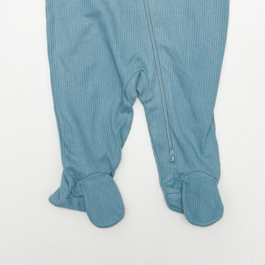TEAL BLUE RIBBED SLEEPSUIT