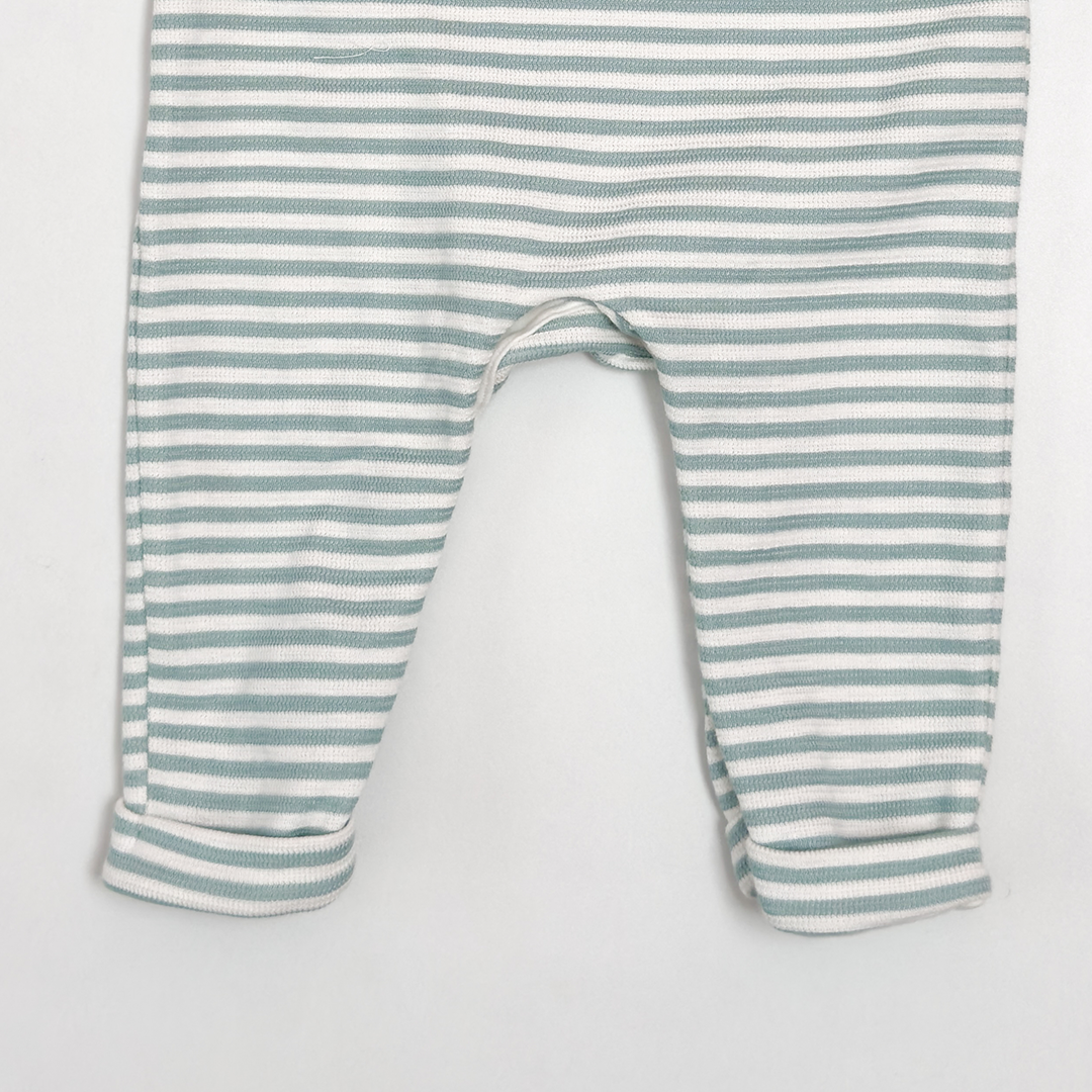 WHITE AND GREEN STRIPED DUNGAREE