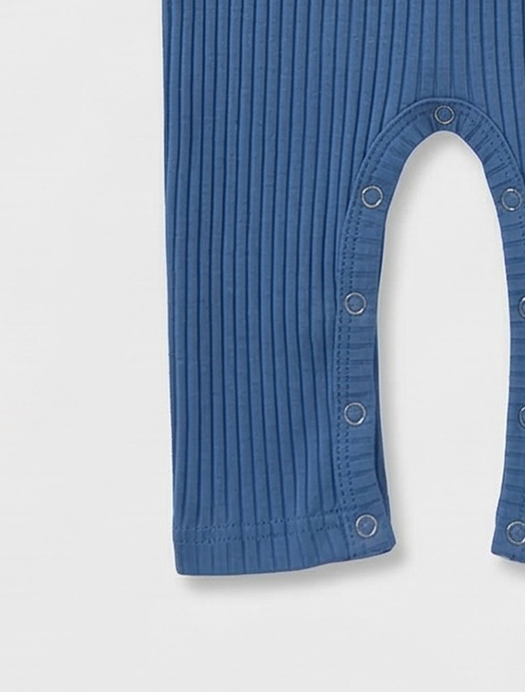 BLUE RIBBED RUFFLE ROMPER