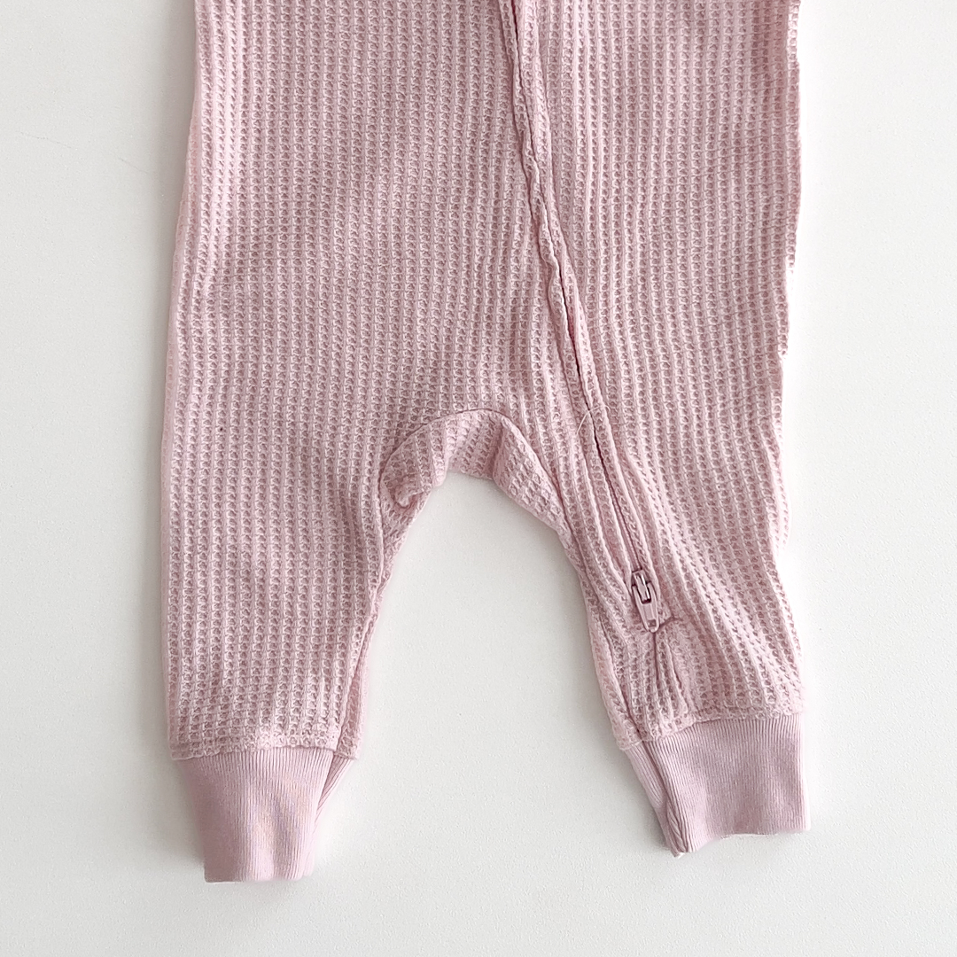 POWDER PINK RIBBED ROMPER