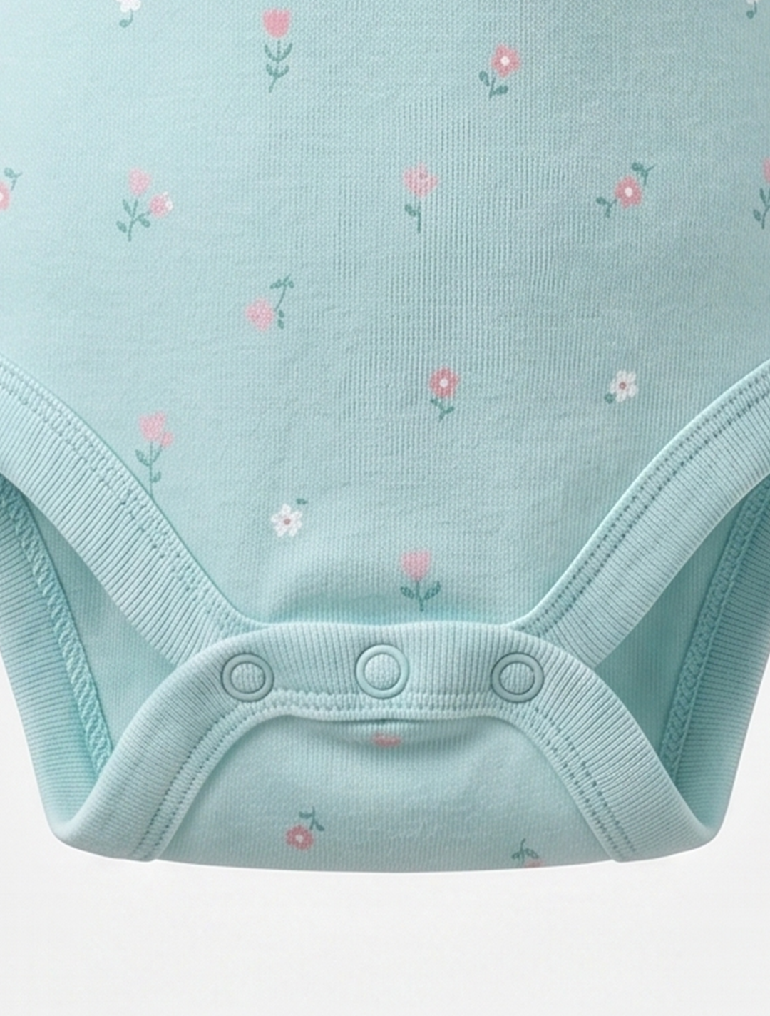 AQUA BLUE FLORAL PRINTED ONESIE