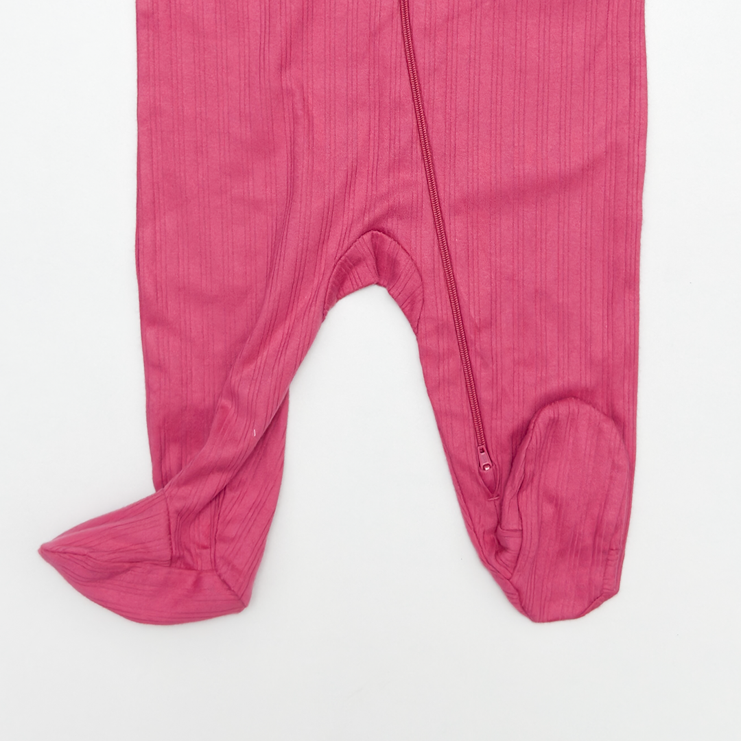 ROUGE RIBBED ZIPPER SLEEPSUIT