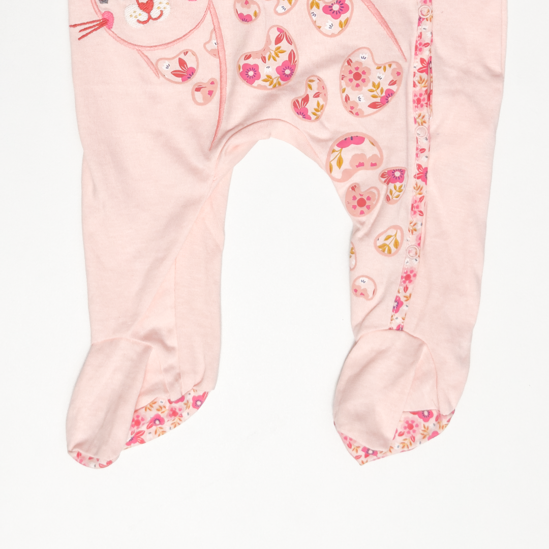 BABY PINK PRINTED SLEEPSUIT