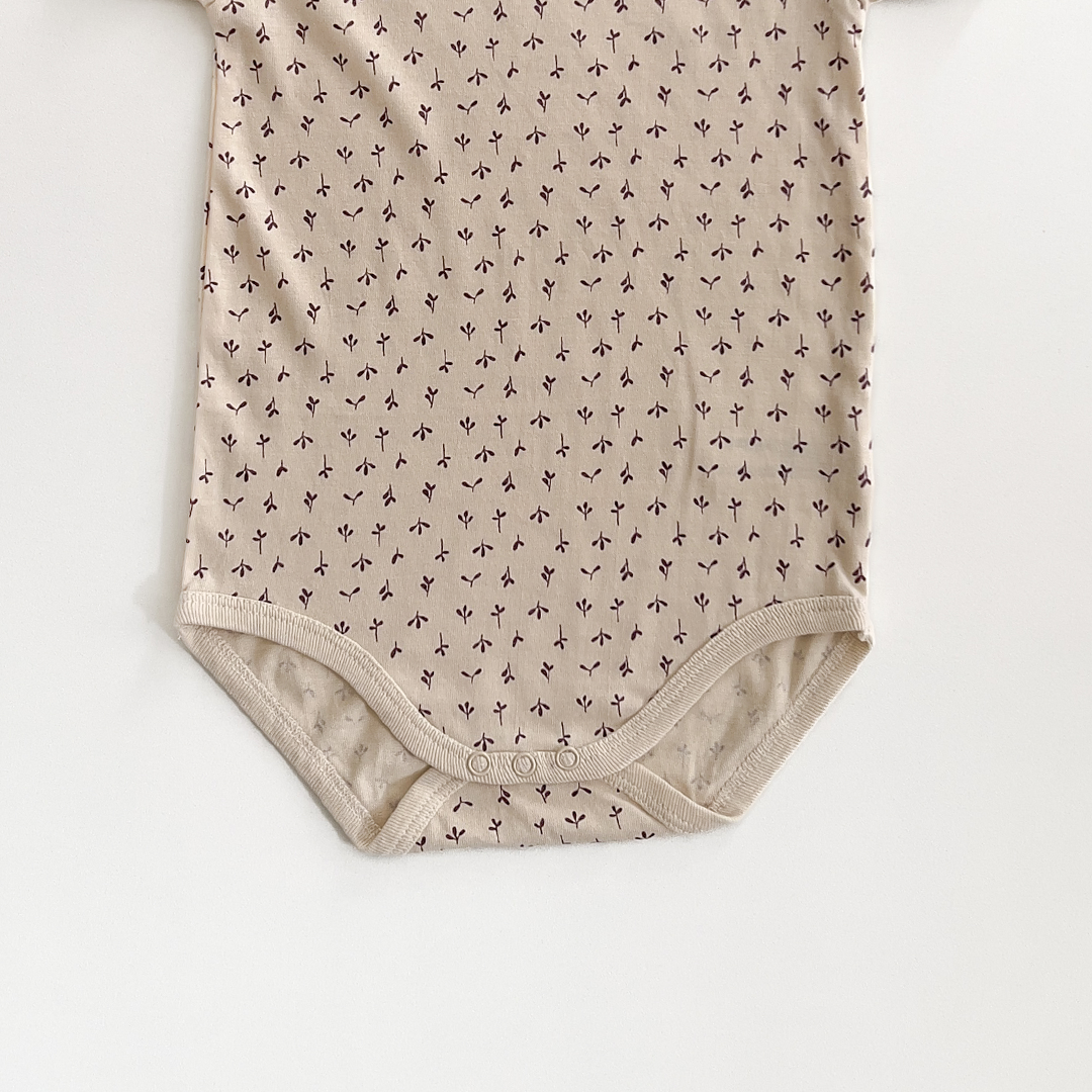 beige COTTON PATTERNED ONESIE