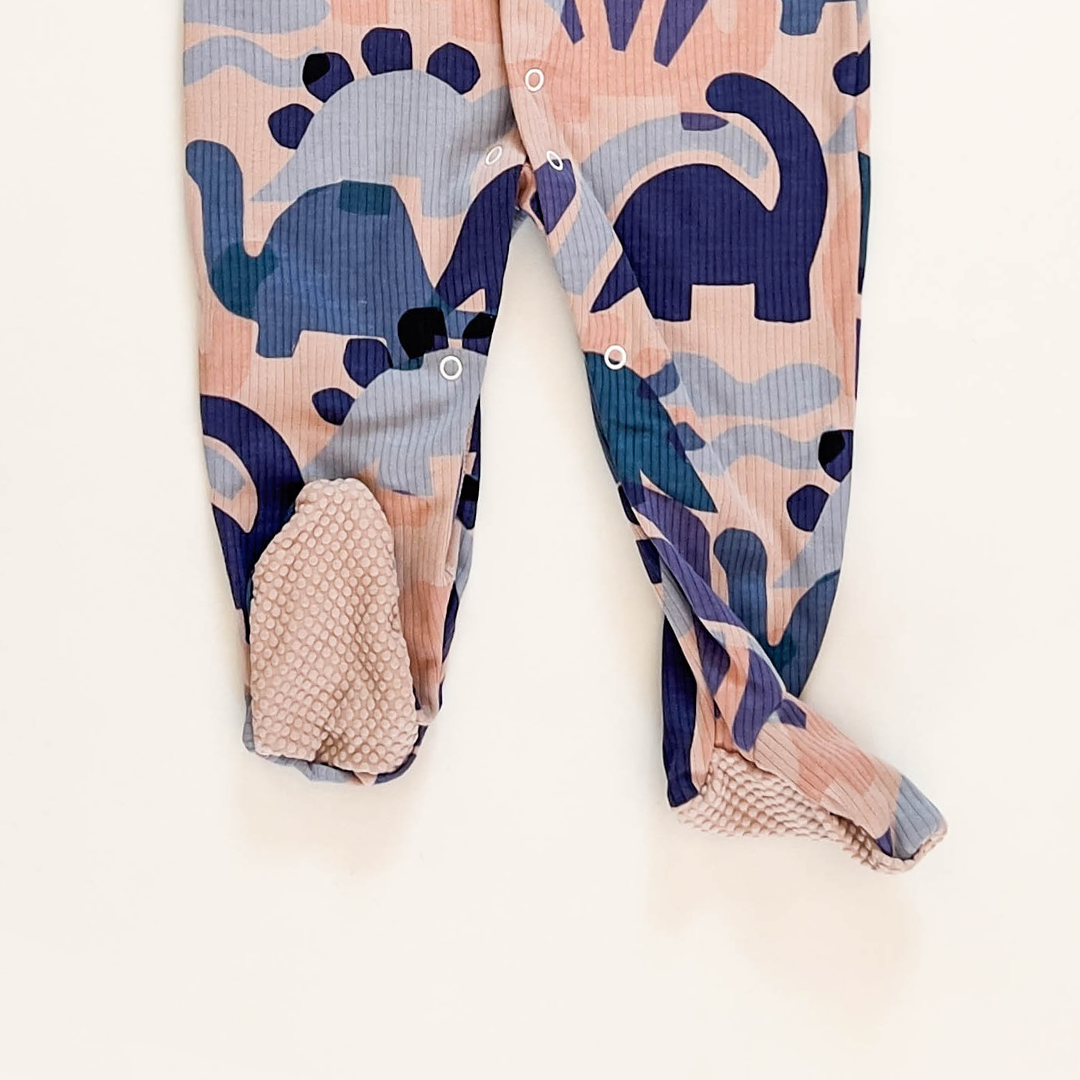 DINO PRINT RIBBED SLEEPSUIT