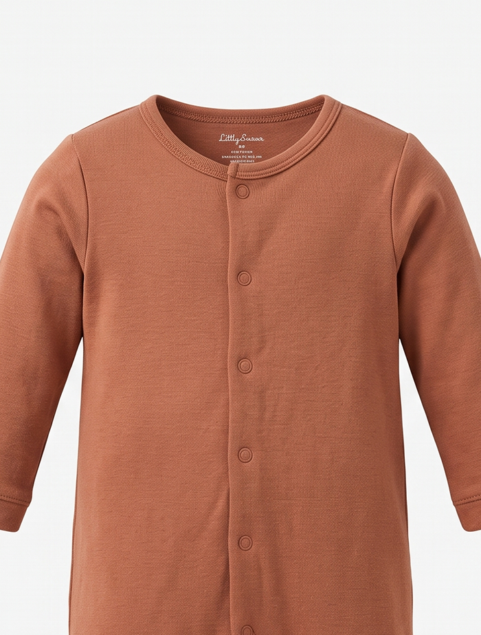 Brown button unisex sleepsuit