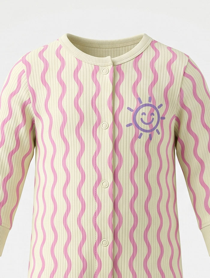 Pistachio ribbed button sleep suit