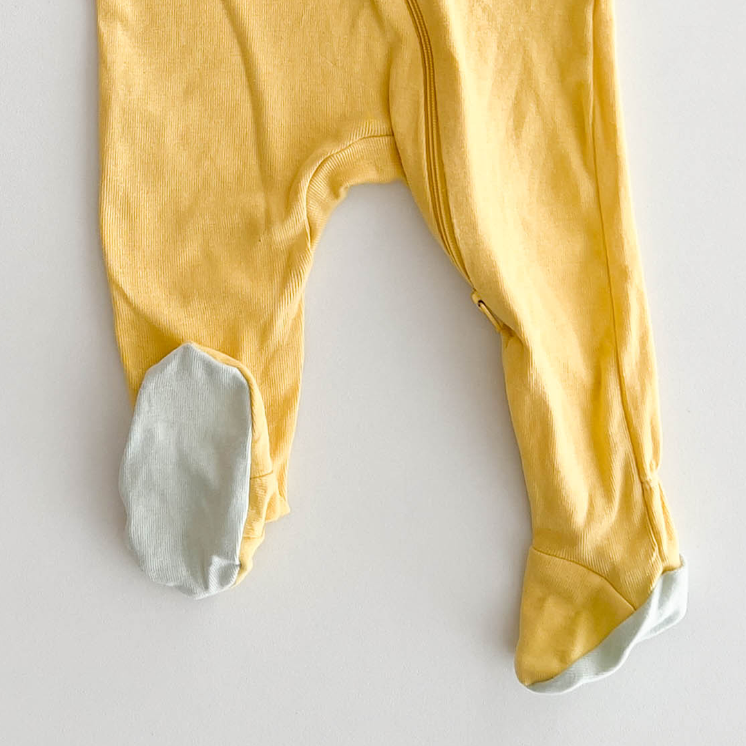 PLAIN YELLOW COTTON SLEEPSUIT