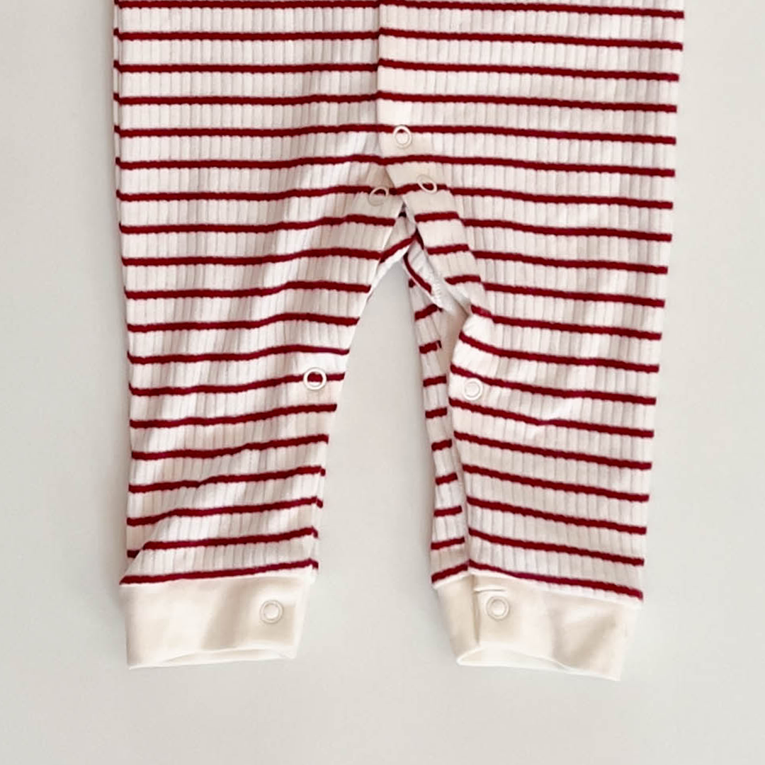 RED AND WHITE STRIPED ROMPER
