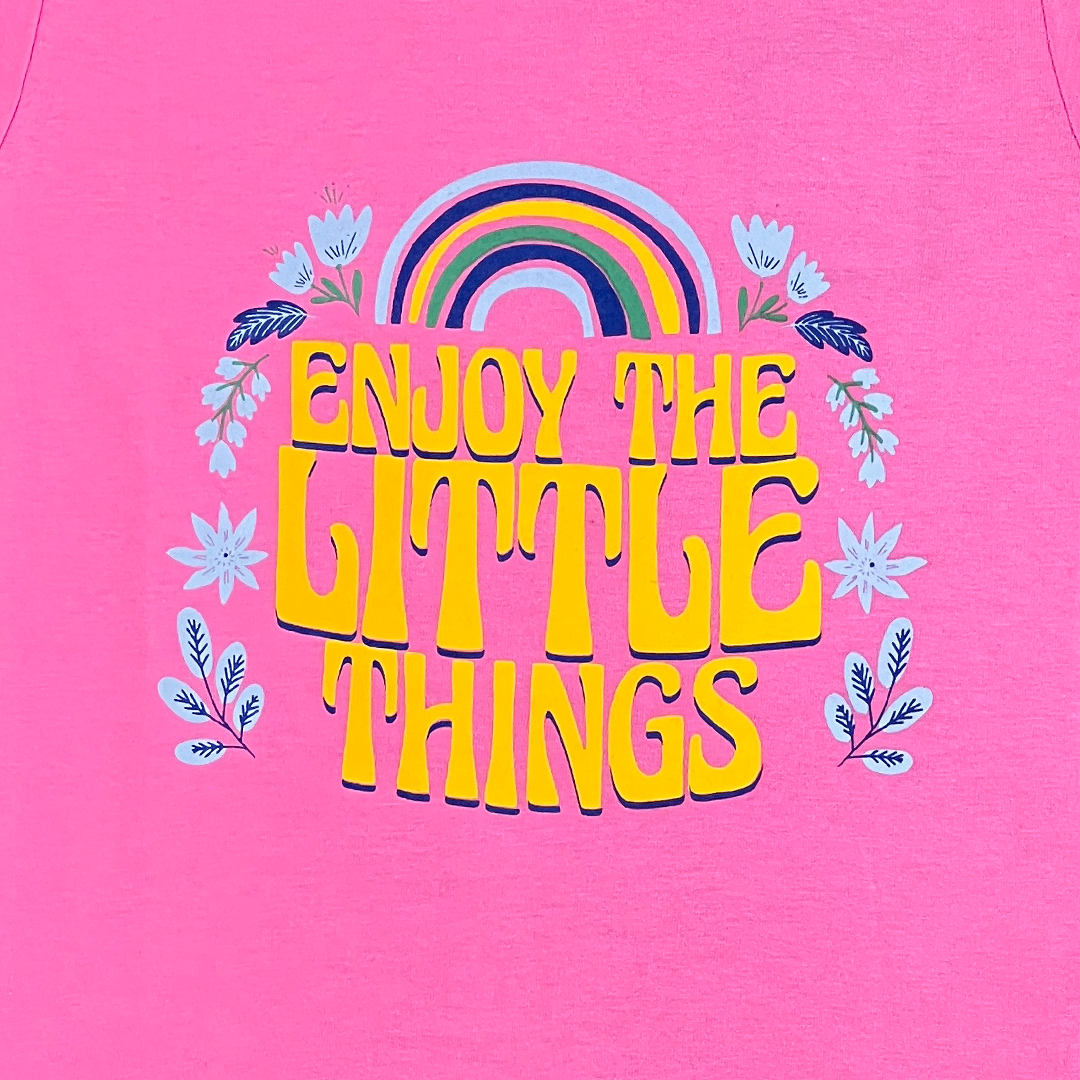Rainbow Typography Pink Color baby Girl Two Piece