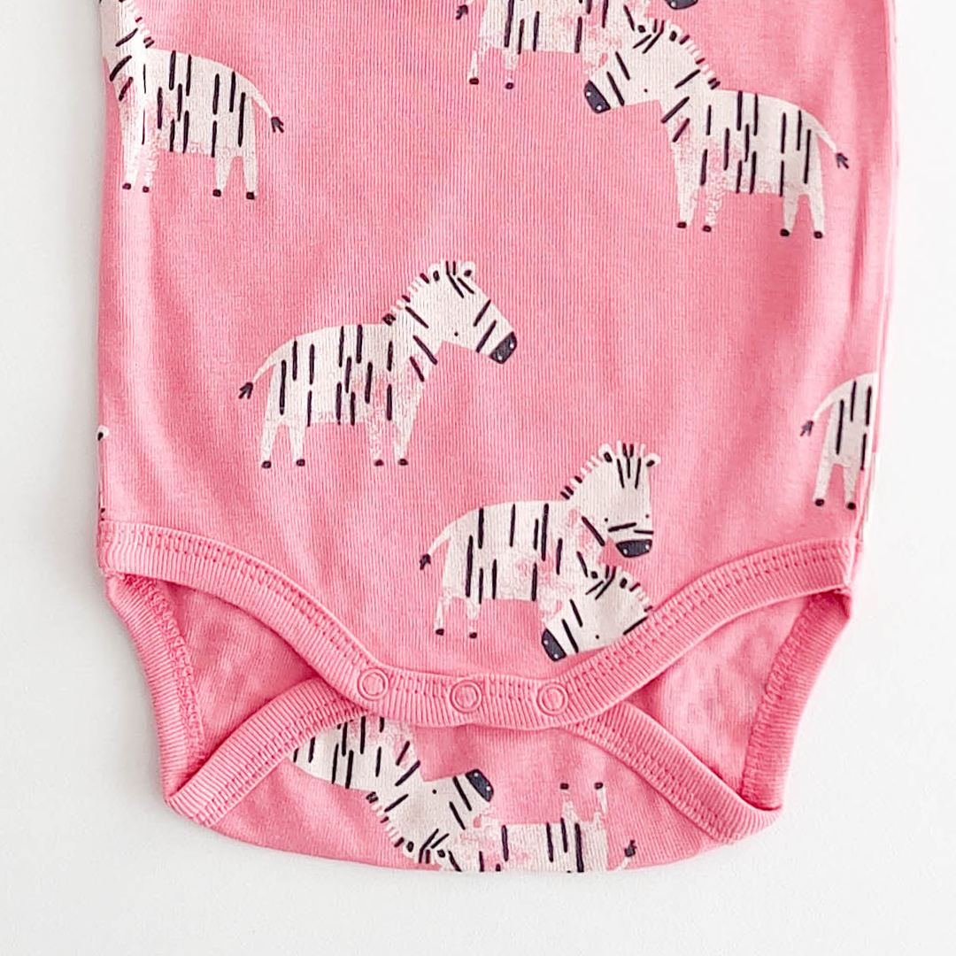 PINK ZEBRA PRATTERNED ONESIE
