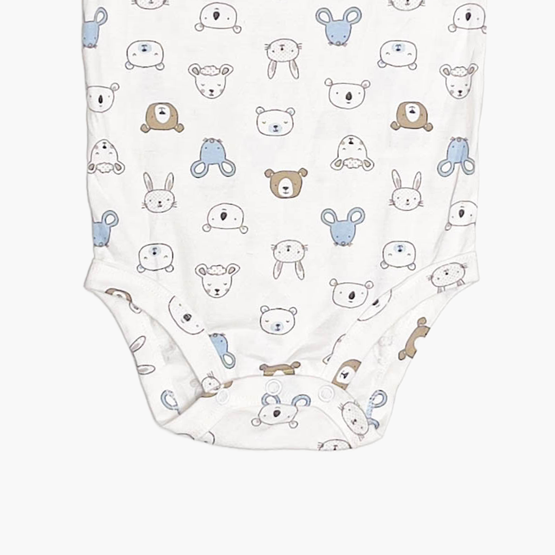 WHITE ANIMAL PRINTED ONESIE