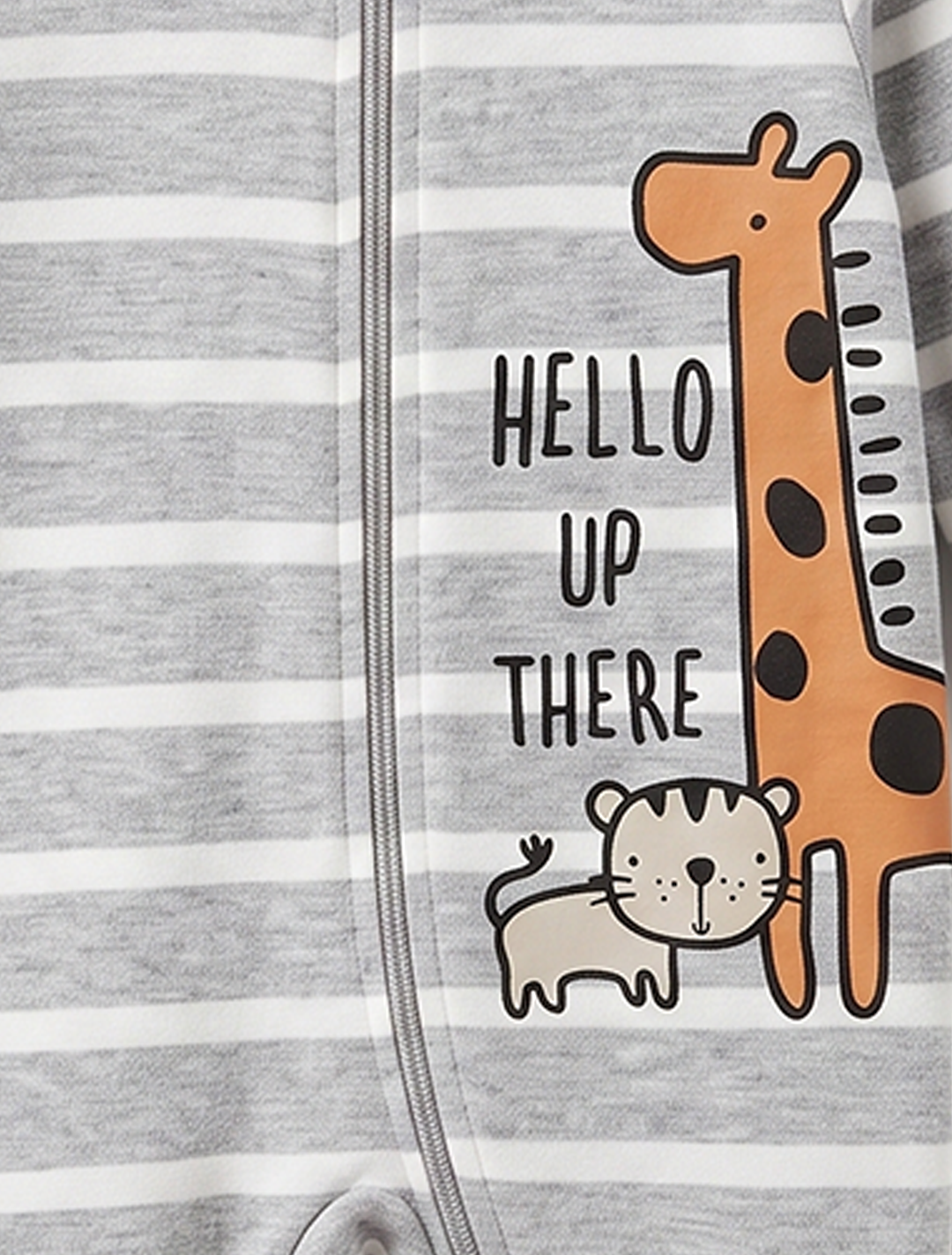 Grey striped giraffes sleepsuit