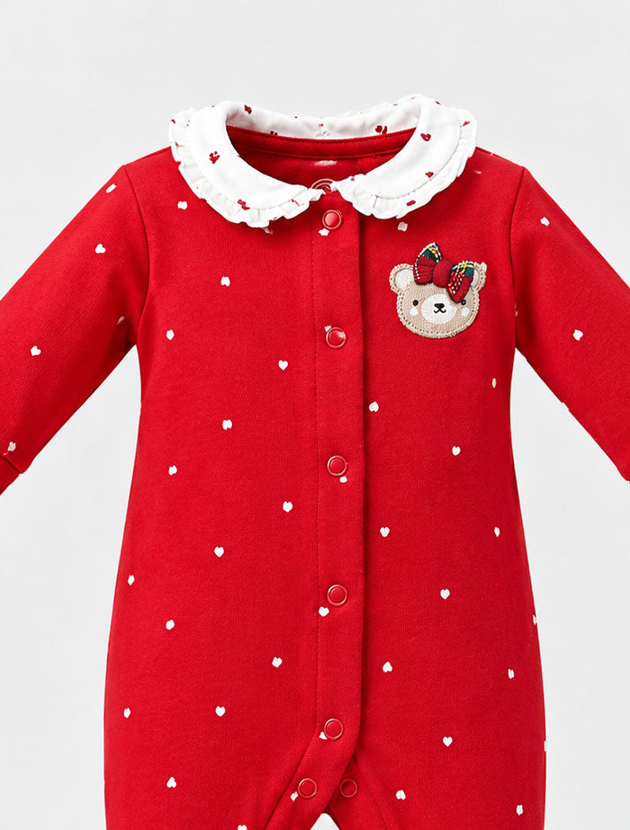 Sweetheart Teddy Collared Sleepsuit