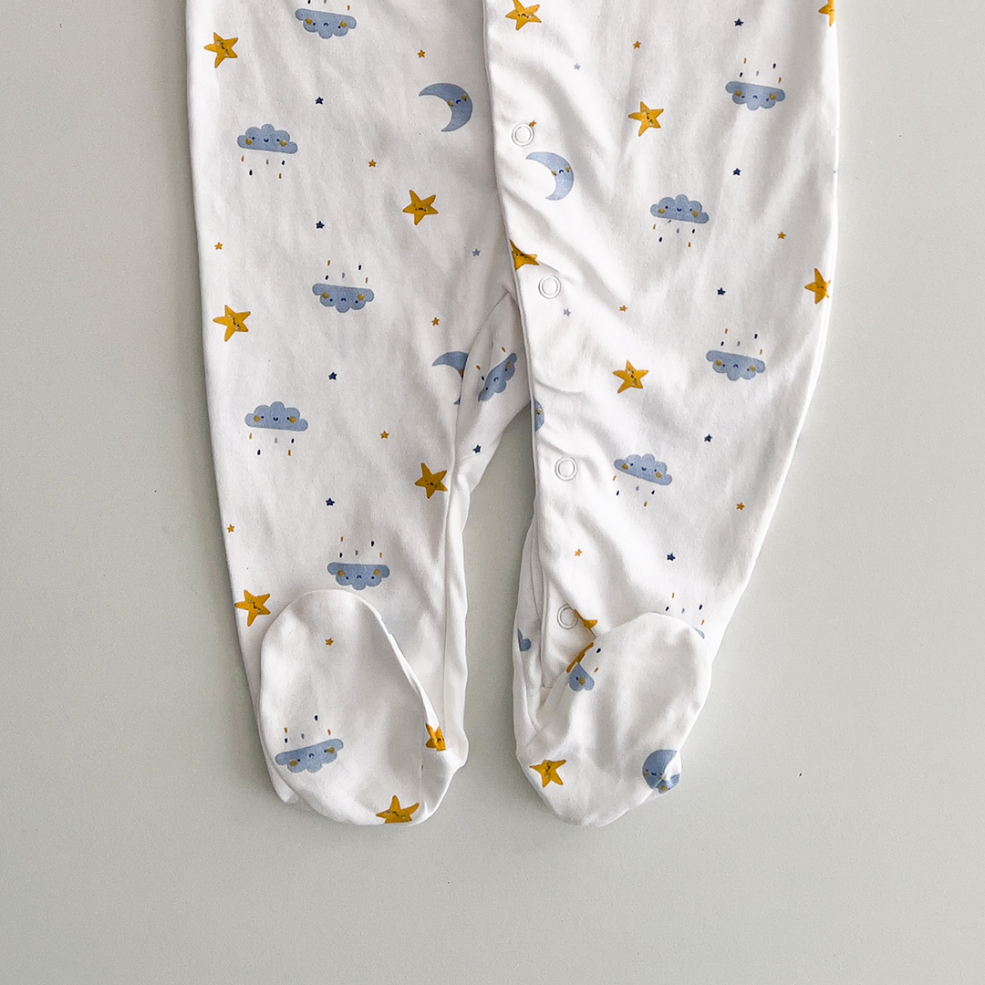 STAR AND MOON PRINTED SLEEPSUIT
