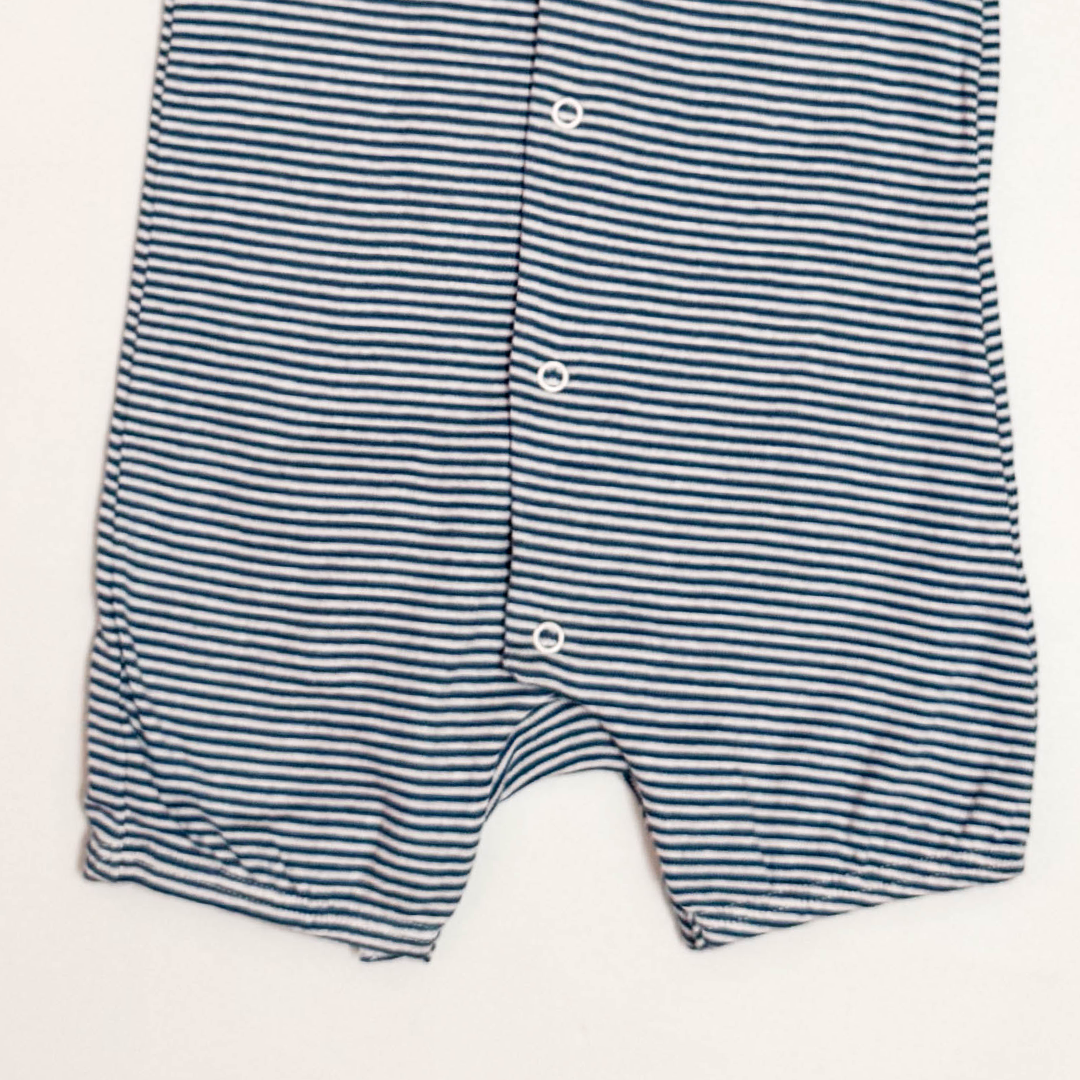 BLUE WHITE STRIPED BUTTON JUMPSUIT