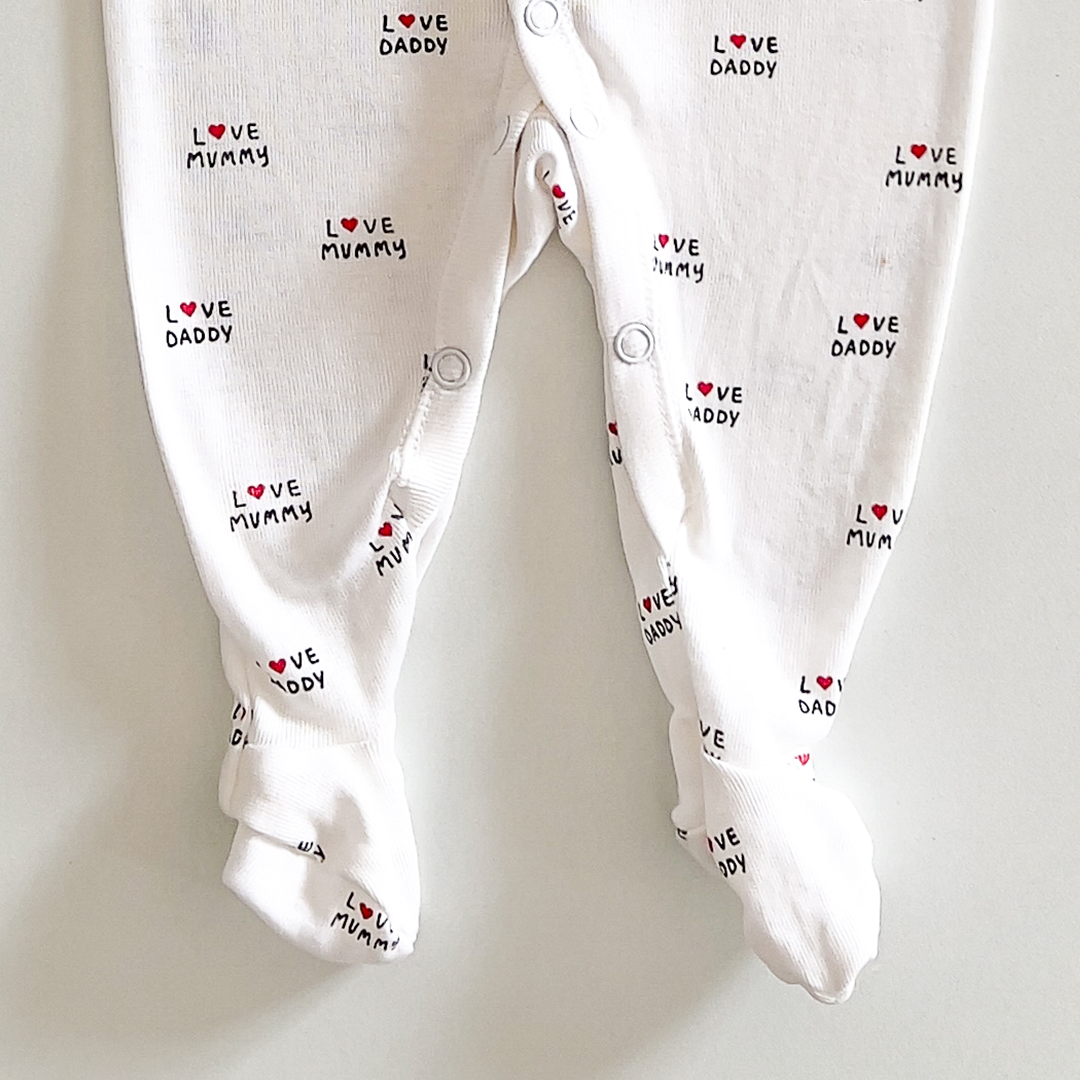 White love patterned sleepsuit