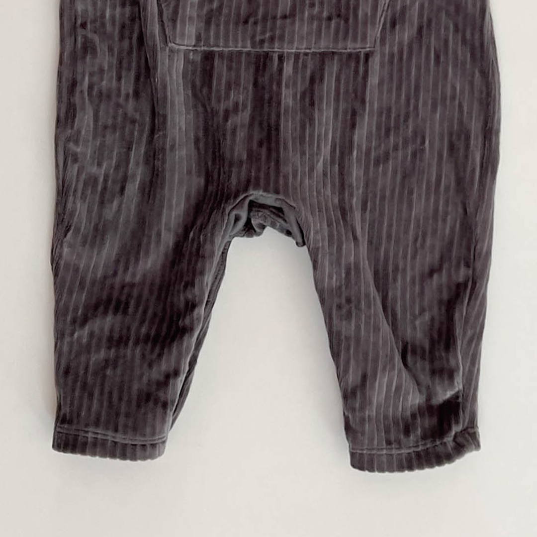 GREY VELVET RIBBED ROMPER