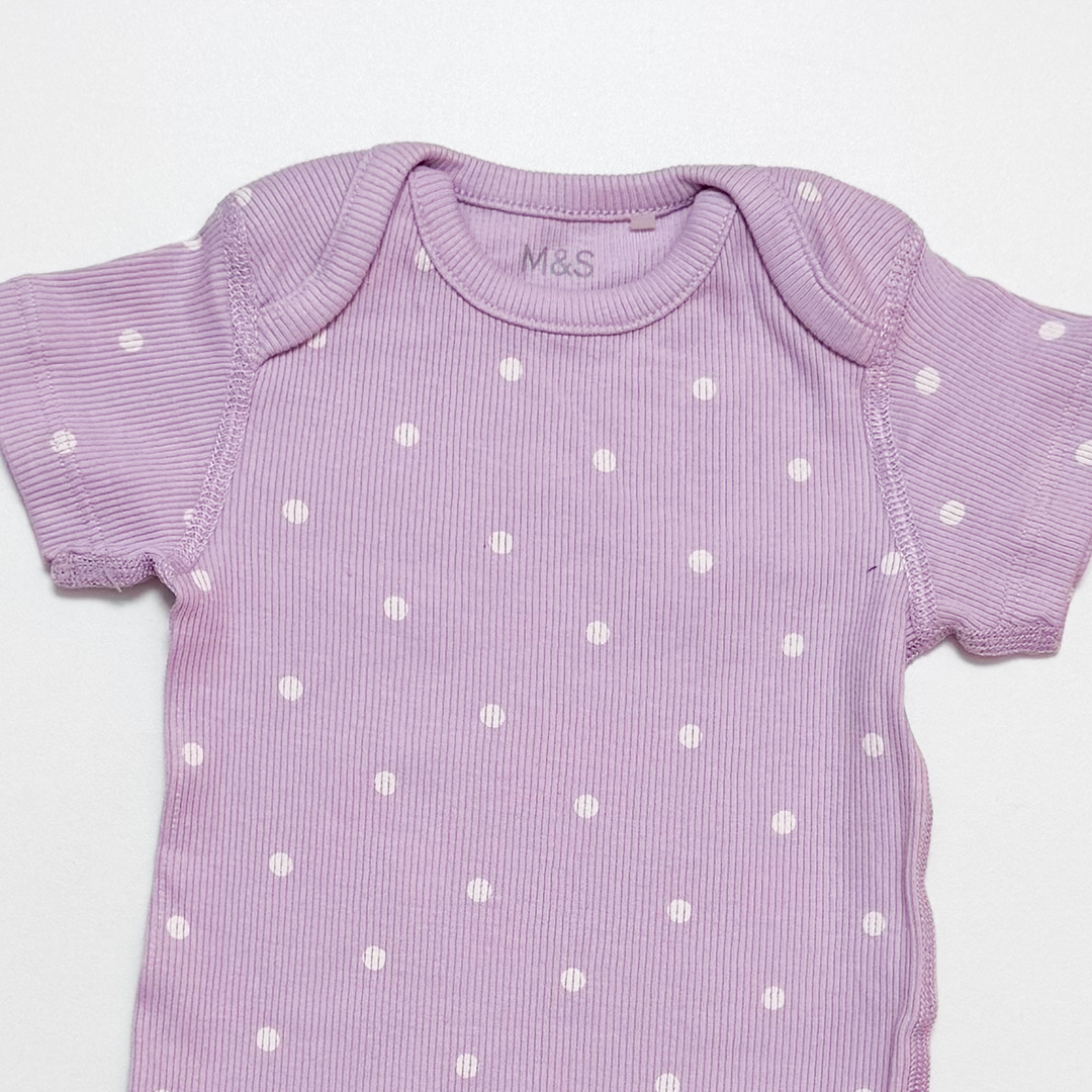 LAVENDER RIBBED POLKA DOTTED ONESIE