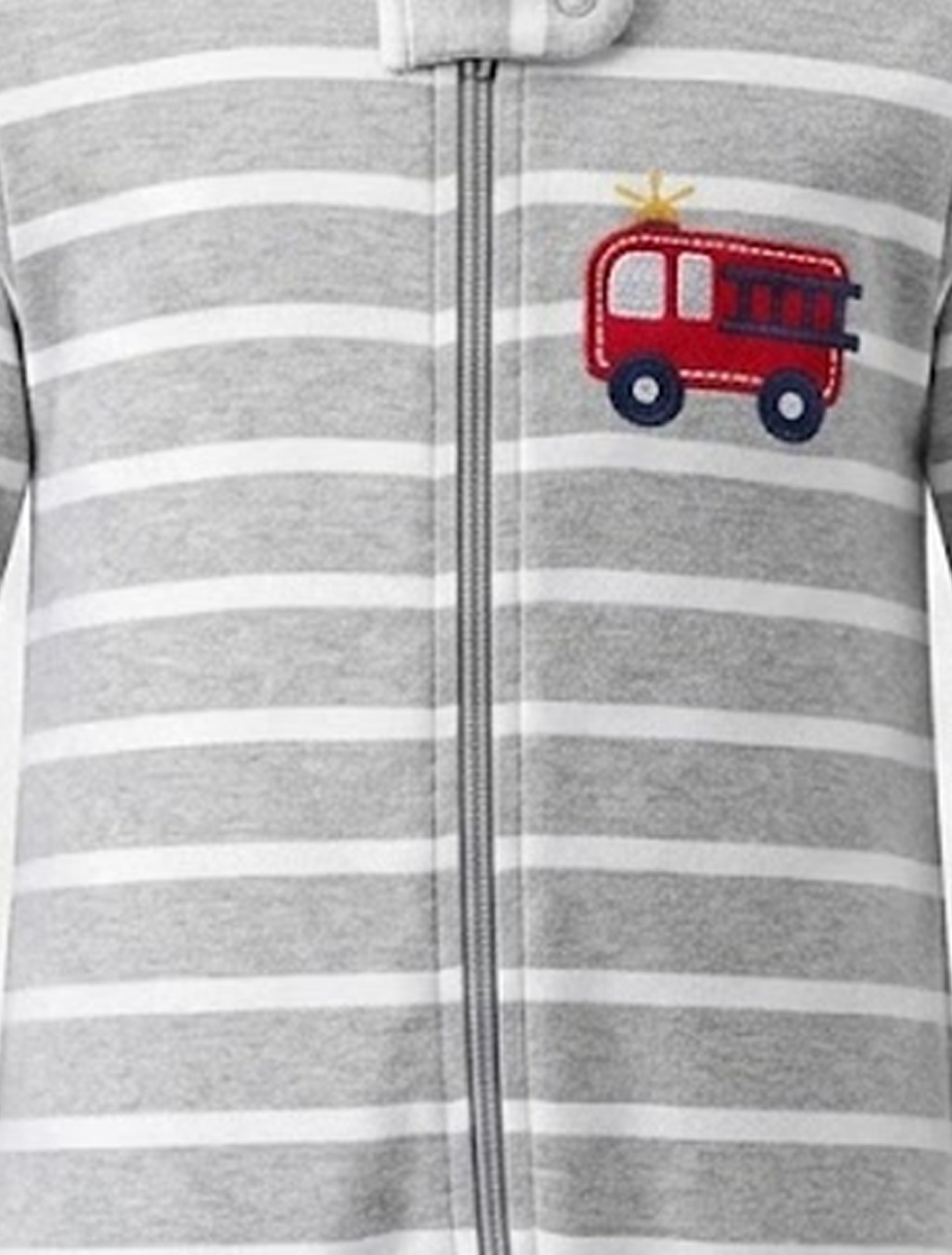 Grey striped zipper sleepsuit