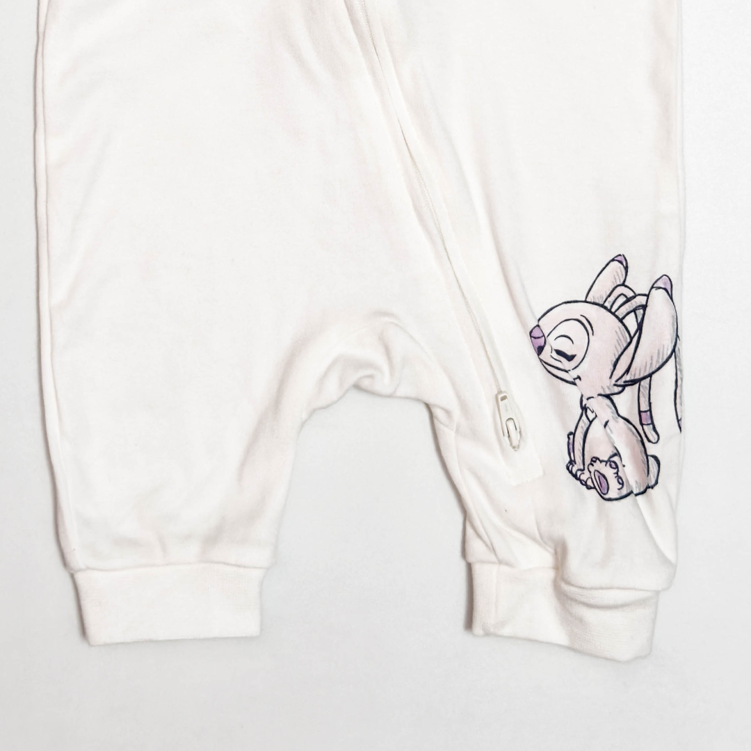 WHITE PRINTED ZIPPER ROMPER