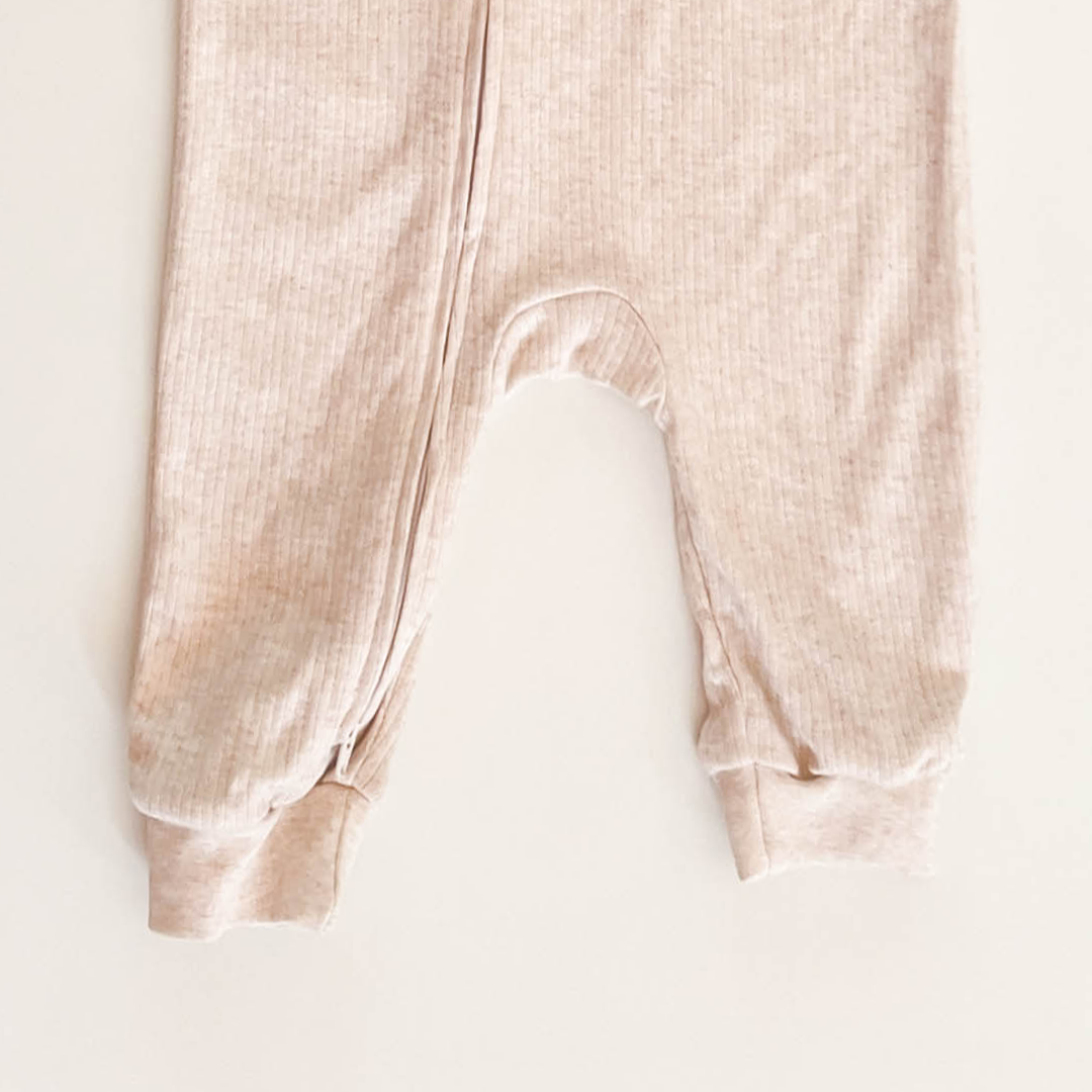 IVORY PLAIN RIBBED ROMPER