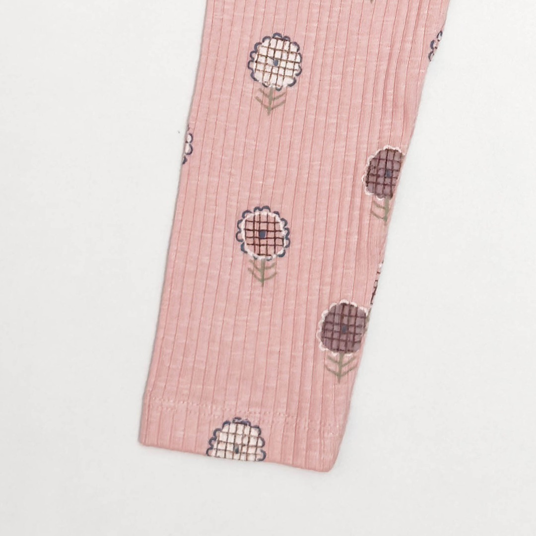 PINK RIBBED FLORAL PANT