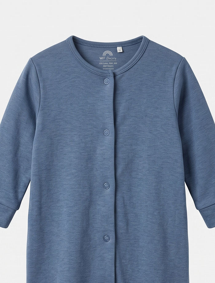 Ink blue button sleepsuit