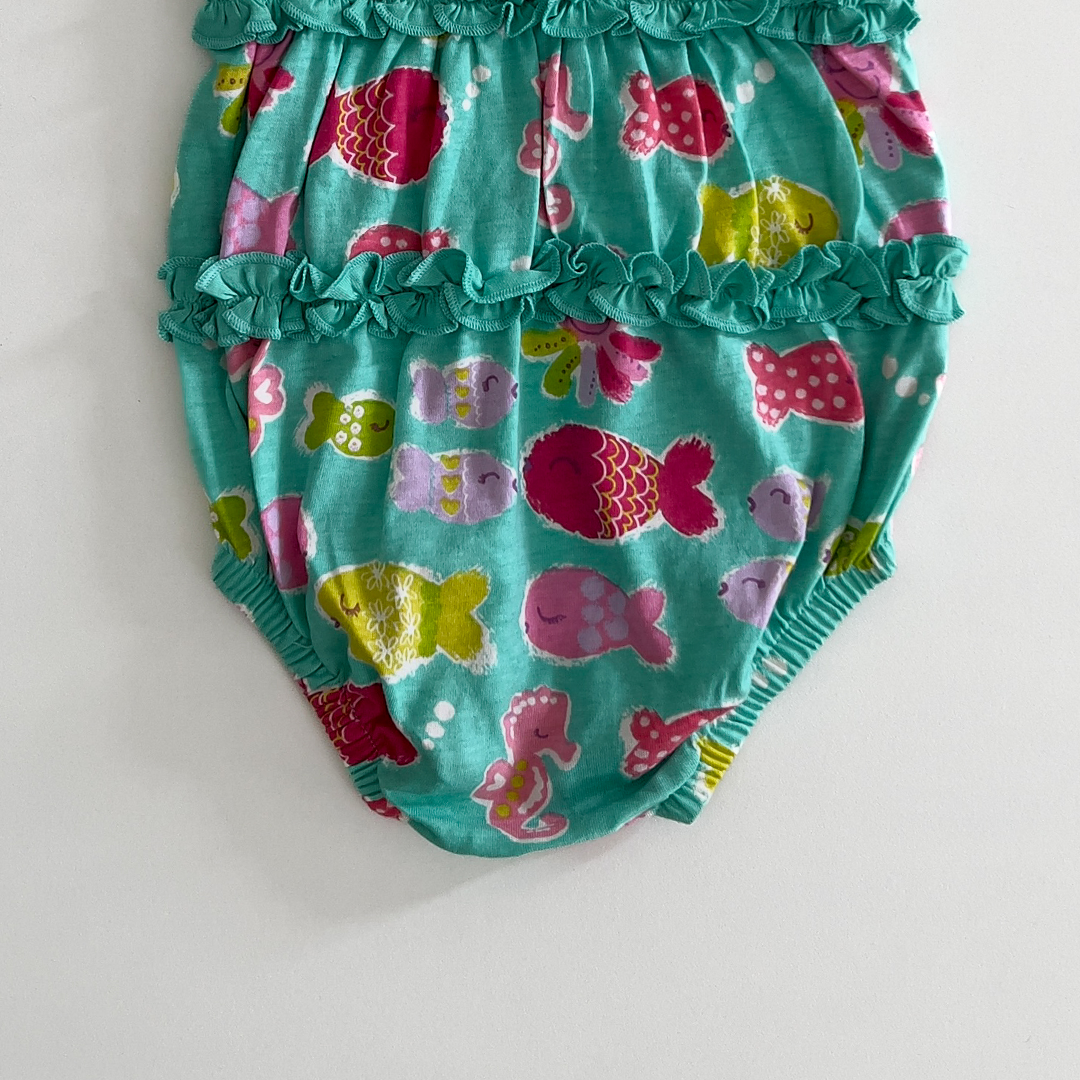 girls fish printed frilled onesie