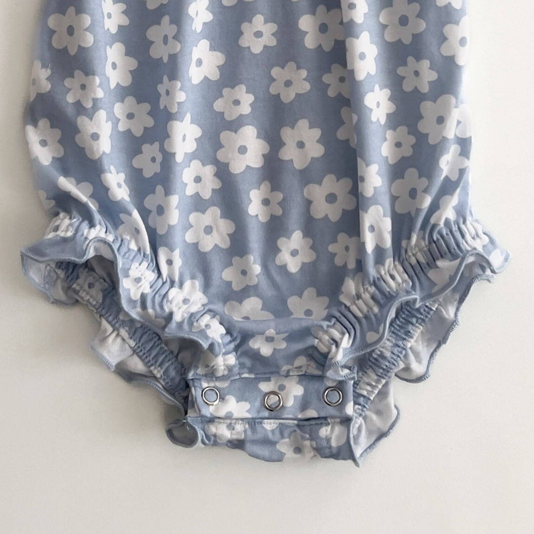 LIGHT BLUE FLORAL PRINTED ONESIE