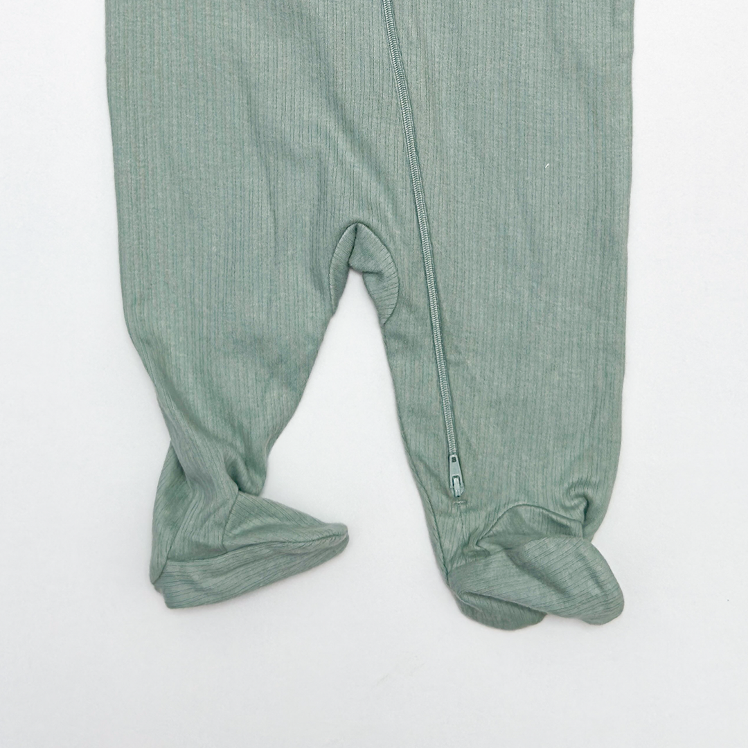 SAGE GREEN RIBBED SLEEPSUIT
