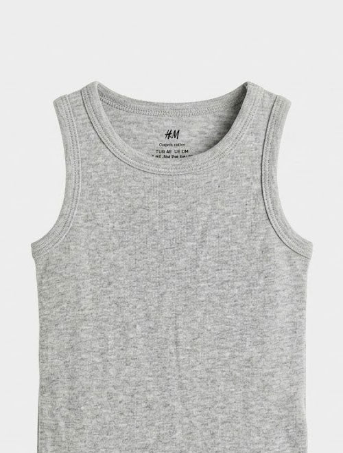 Sleeveless Cotton Baby Onesie – Grey Marl