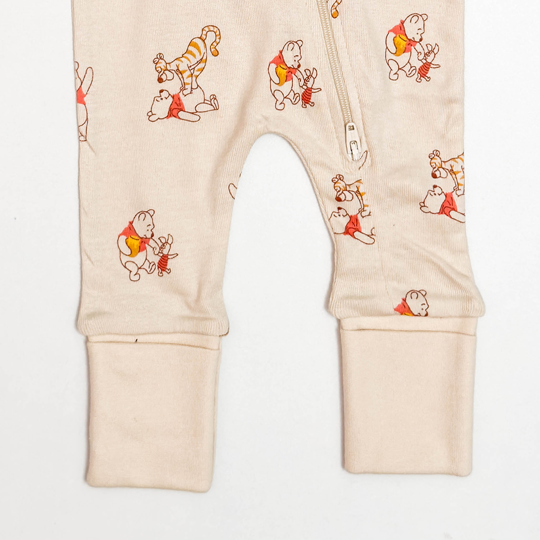 BEIGE PHOO PRINTER ZIPPER ROMPER