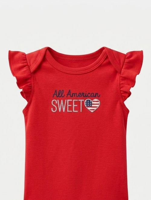 Flutter-Sleeve Baby Onesie – Red