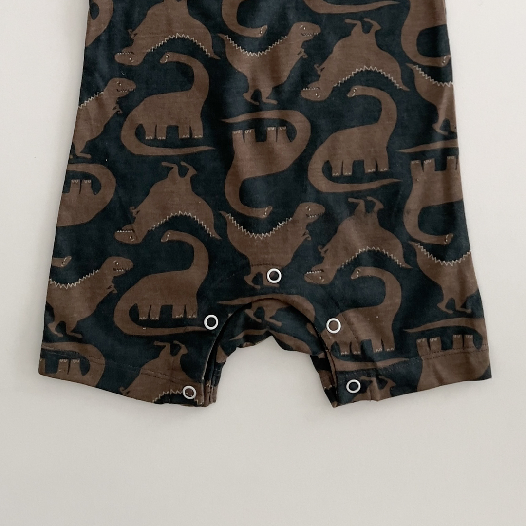 DARK GREEN DINO PRINT JUMPSUIT