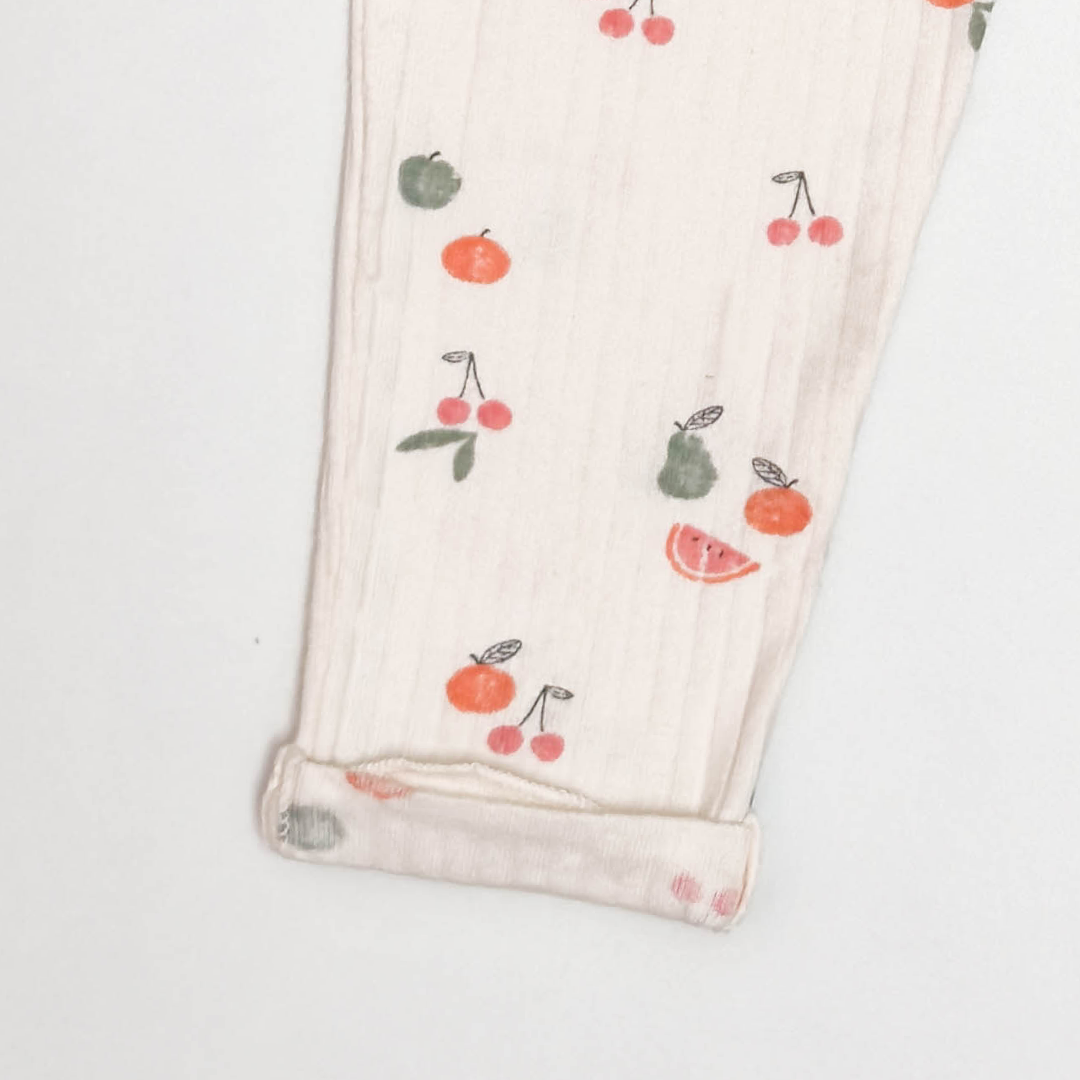 ORANGE PRINTED RIBBED PANTS