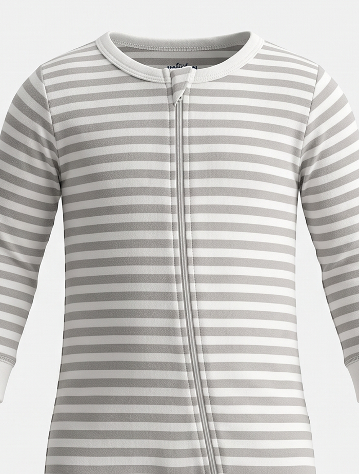Grey and white 2 way zipper sleepsuit