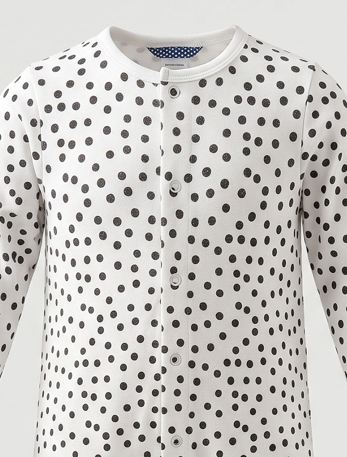 Black dotted button sleep suit
