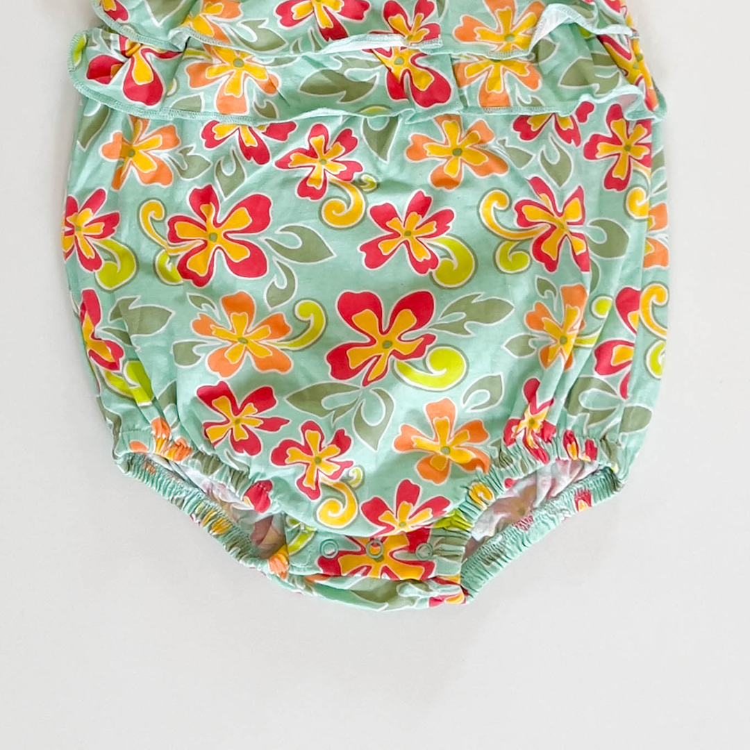 GREEN FLORAL FANCY ONESIE